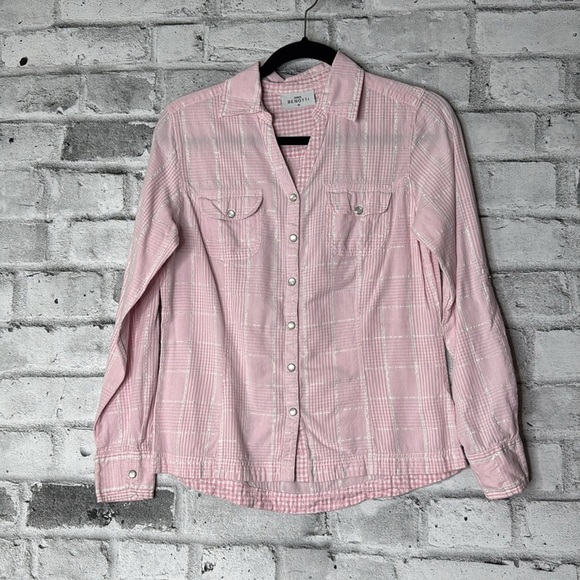 Gina Benotti Pink Plaid Snap Button Down Shirt - Picture 2 of 13